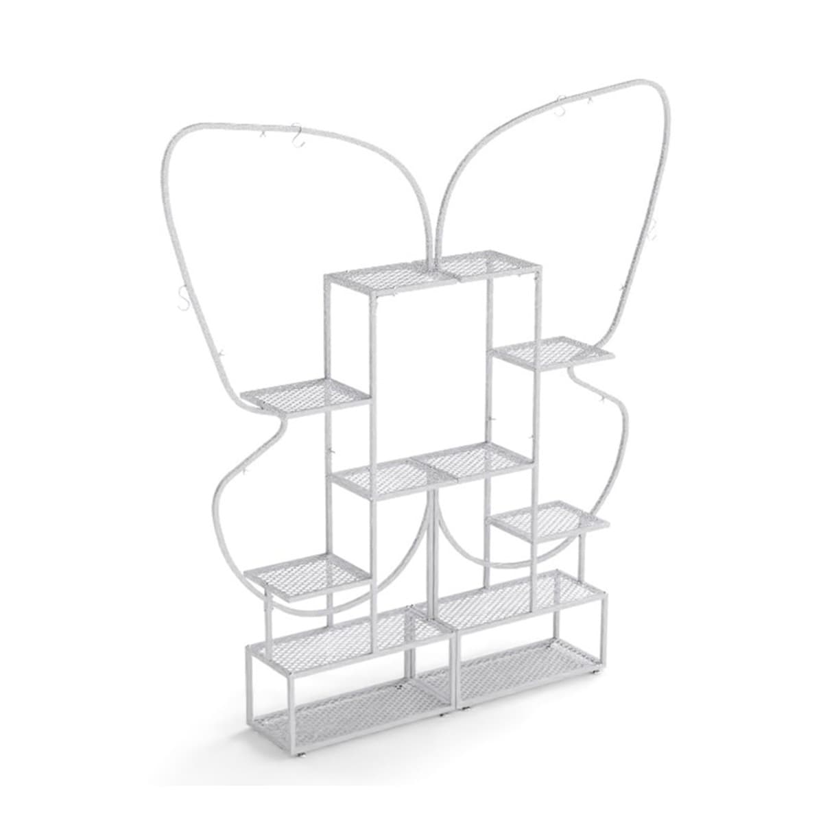 CostwayÉtagère à Plantes en Métal à 6 Niveaux 185CM Support de Fleur avec 12 Tablettes Métalliques & 4 Crochets Étagère d'Exposition Blanc