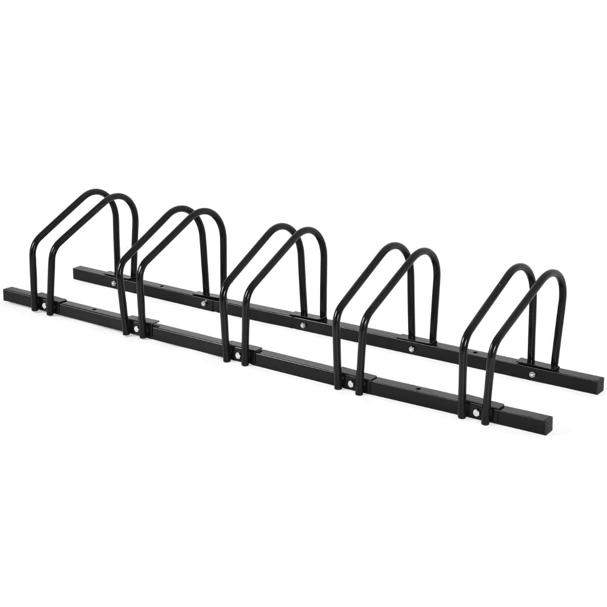 CostwayRâtelier pour 5 Vélo en Acier Revêtu Fixation au Sol ou au Mur pour Extérieur et Intérieur 150 x 32,5 x 26CM Noir