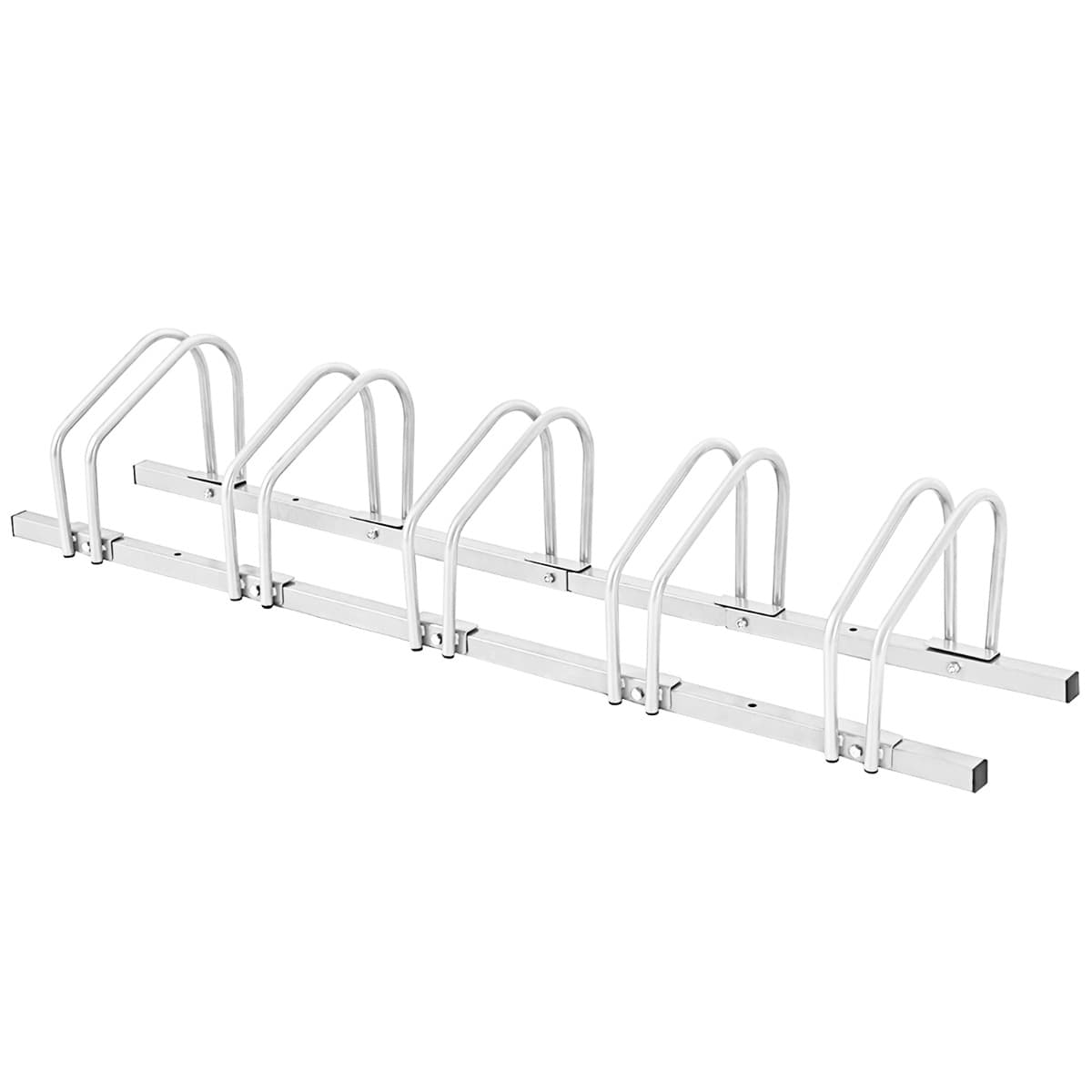 CostwayRâtelier pour 5 Vélo en Acier Revêtu Fixation au Sol ou au Mur pour Extérieur et Intérieur 150 x 32,5 x 26CM Argent