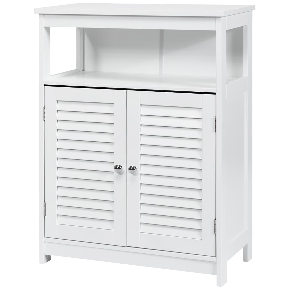 CostwayMeuble de Rangement pour Salle de Bain Meuble sur Pieds en Bois avec Placard 2 Portes pour Salle de Bain Salon Chambre Blanc