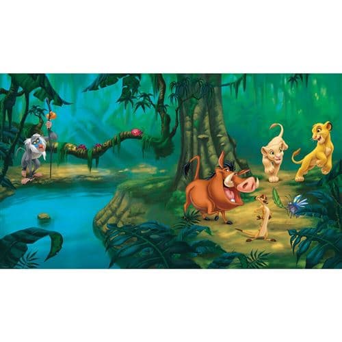 MY AGENCIES Papier peint panoramique encollé Disney Le Roi lion - Simba à la rivière avec ses amis - 320 cm x 182,88 cm
