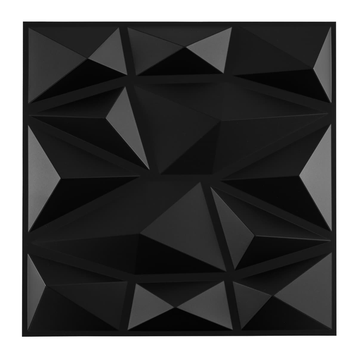 CostwayLot de 50 Panneaux Muraux 3D Décoration Murale en PVC Résistant au Feu avec Accent Diamant Panneaux Carrés 30 x 30cm Couvre 4,5m2 Noir